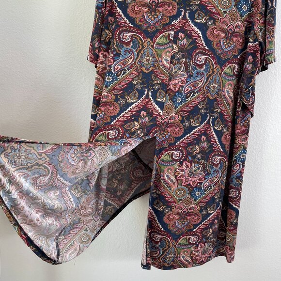 Cocomo Woman Plus 2X  Paisley Tunic Top Blouse Short Sleeve Stretch Shirt Top - Picture 10 of 10